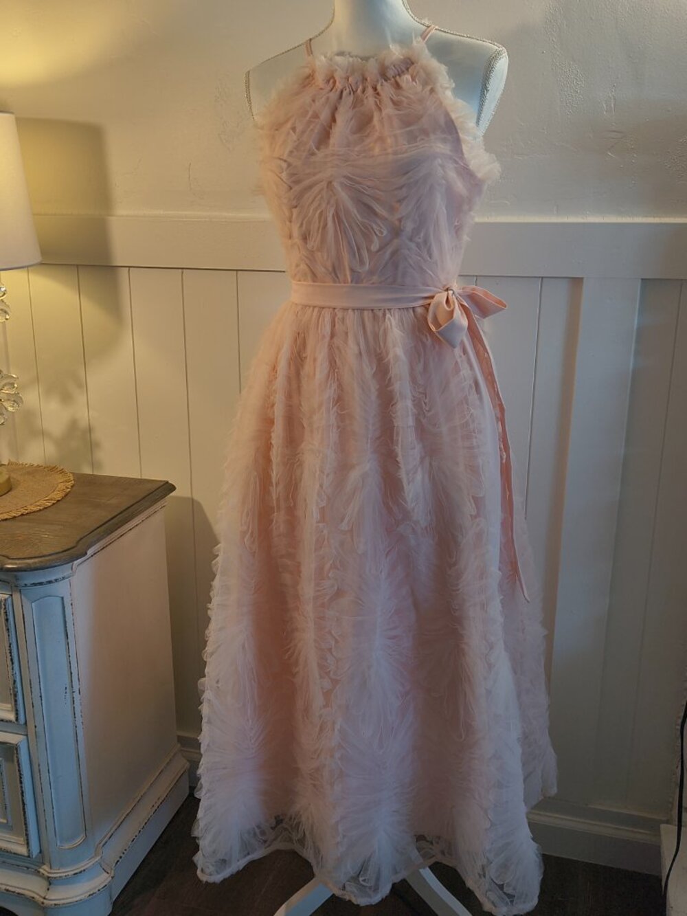Just Me Baby Pink Tea-Length Formal Dress – Size Large – Classic 1950s Style